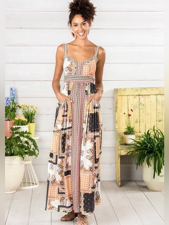 Matilda Jane Dresses & Skirts - Matilda Jane Womens Adventure Begins Perfectly Paisley Maxi Dress Sz Med Multi